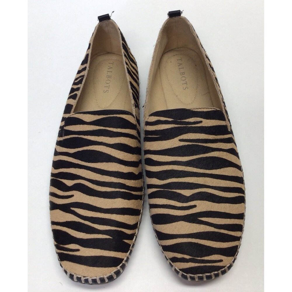 Talbots Calf Hair Leather Flats Shoes Size 9M Beige Black